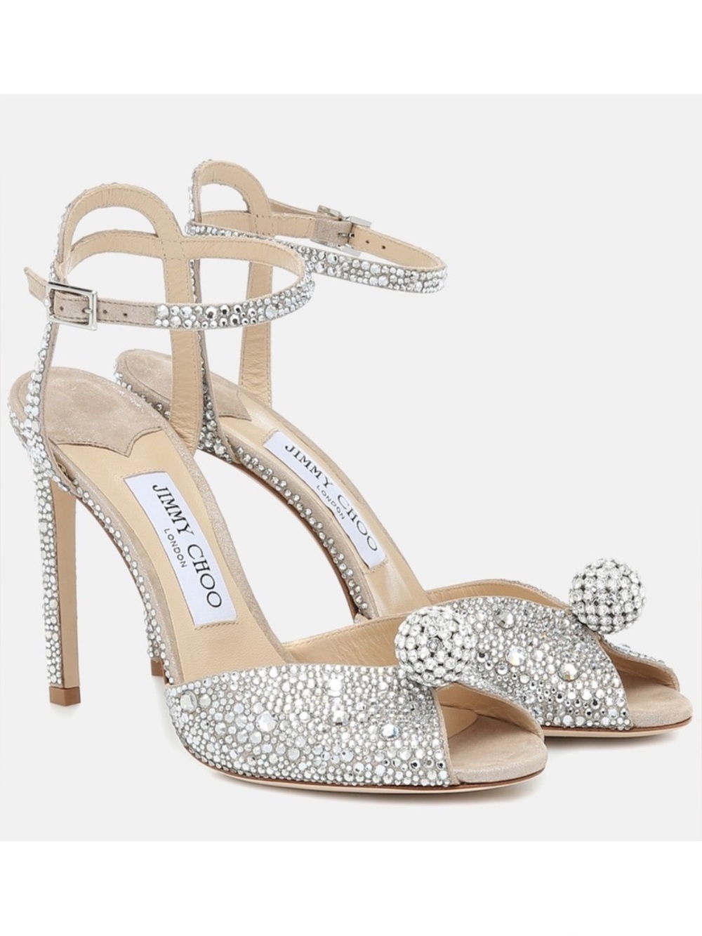 Jimmy Choo Sacora 100 Embellished Crystal Heel Sandals